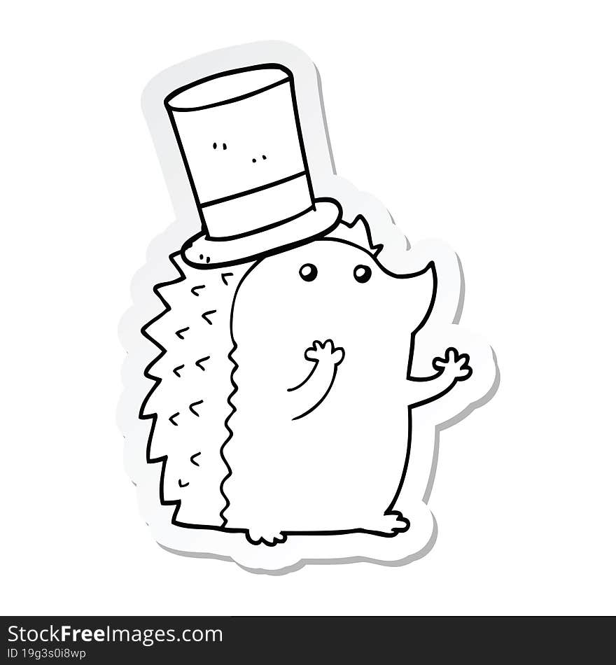 Sticker Of A Cartoon Hedgehog Wearing Hat