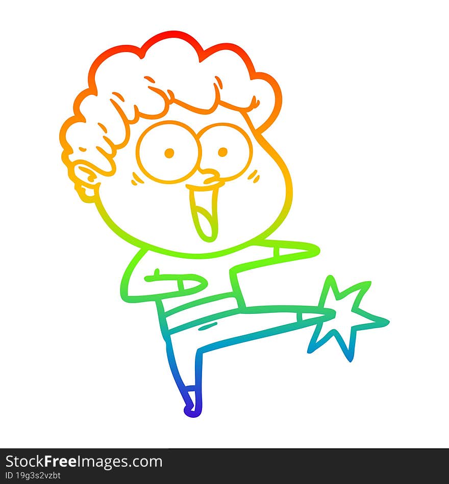 rainbow gradient line drawing cartoon happy man