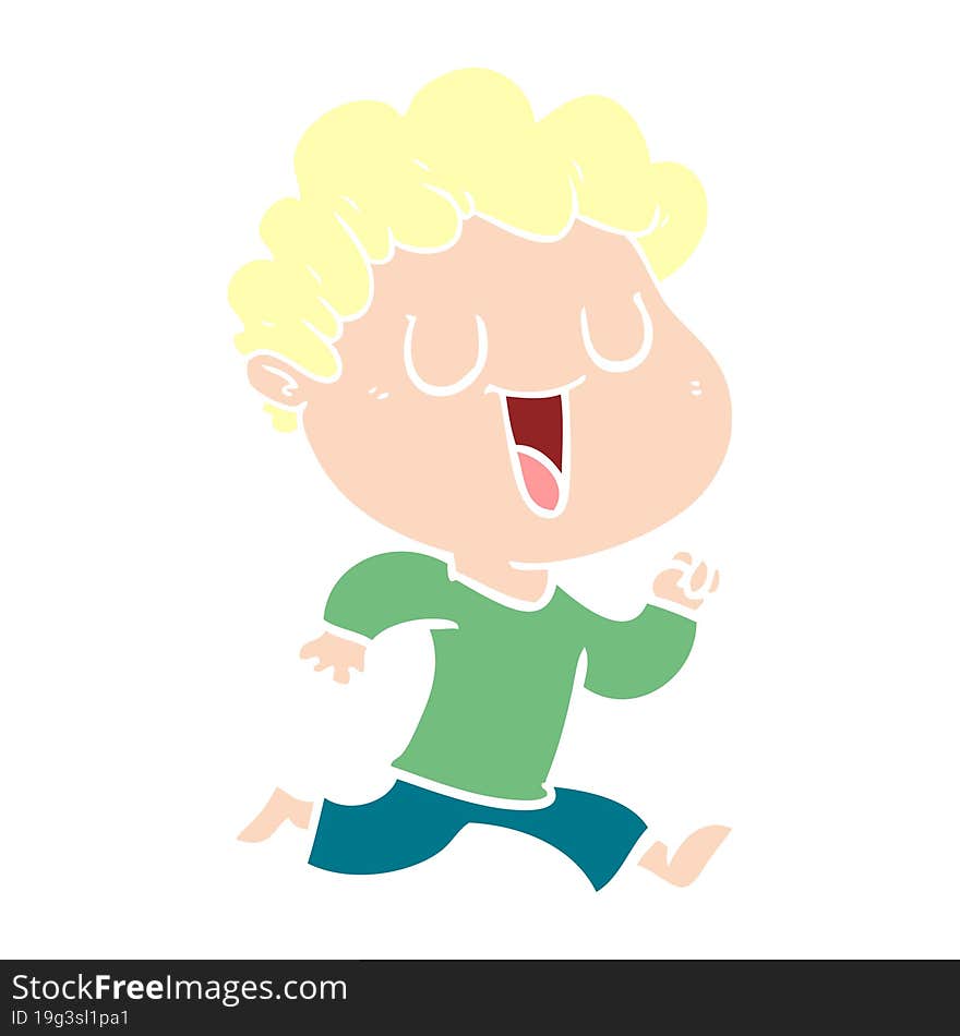 Laughing Flat Color Style Cartoon Man