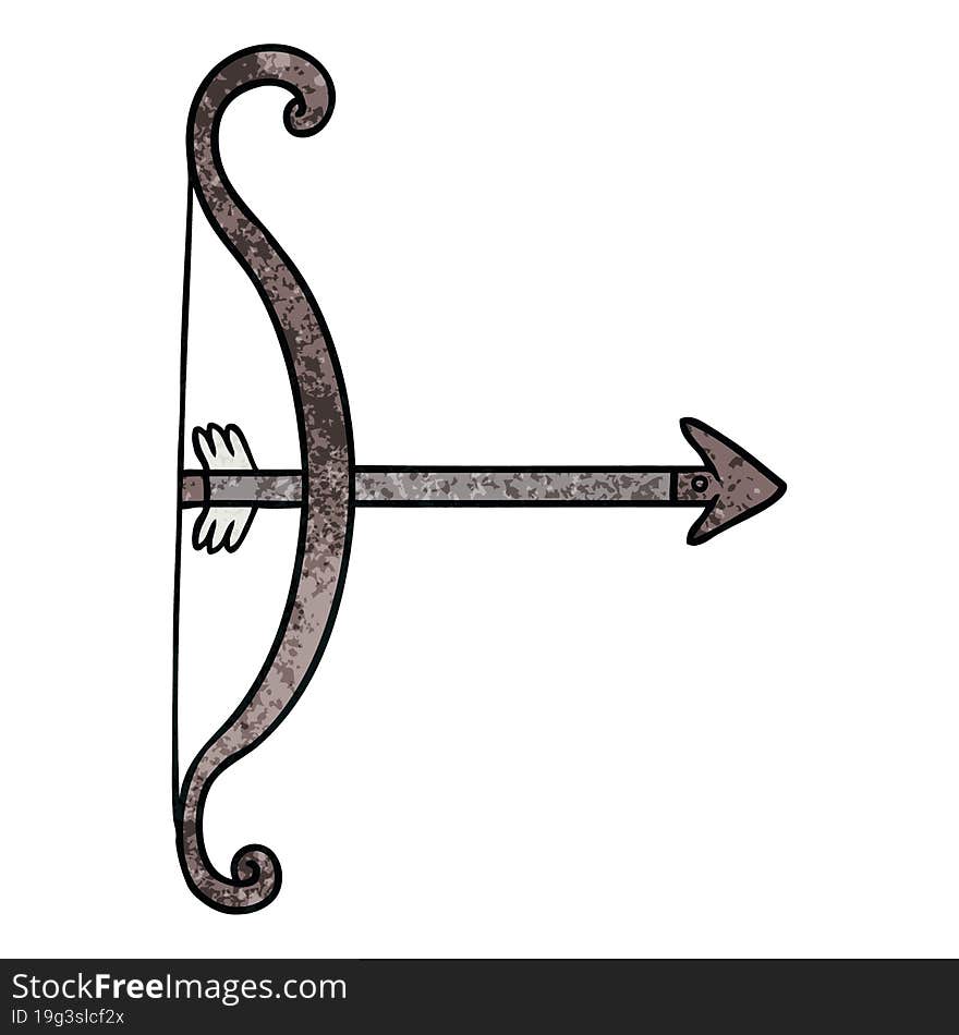 Textured Cartoon Doodle Of A Bow And Arrow