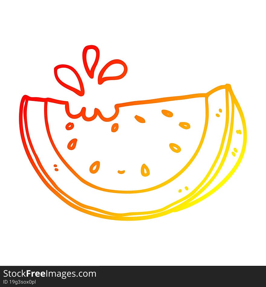 warm gradient line drawing of a cartoon watermelon