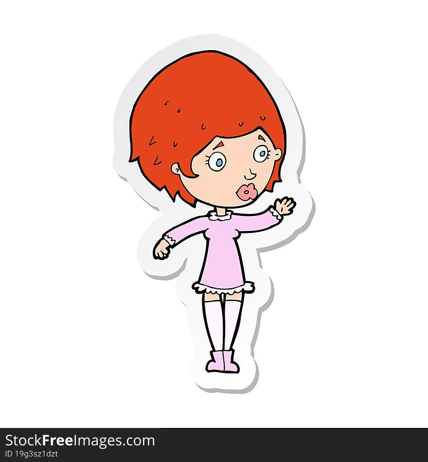 sticker of a cartoon pretty woman