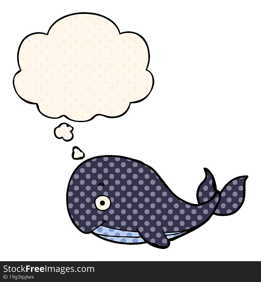 cartoon whale and thought bubble in comic book style