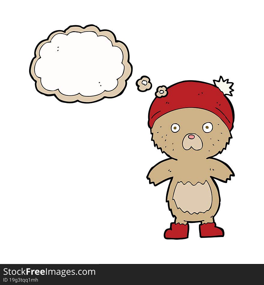 Cartoon Cute Teddy Bear With Thought Bubble