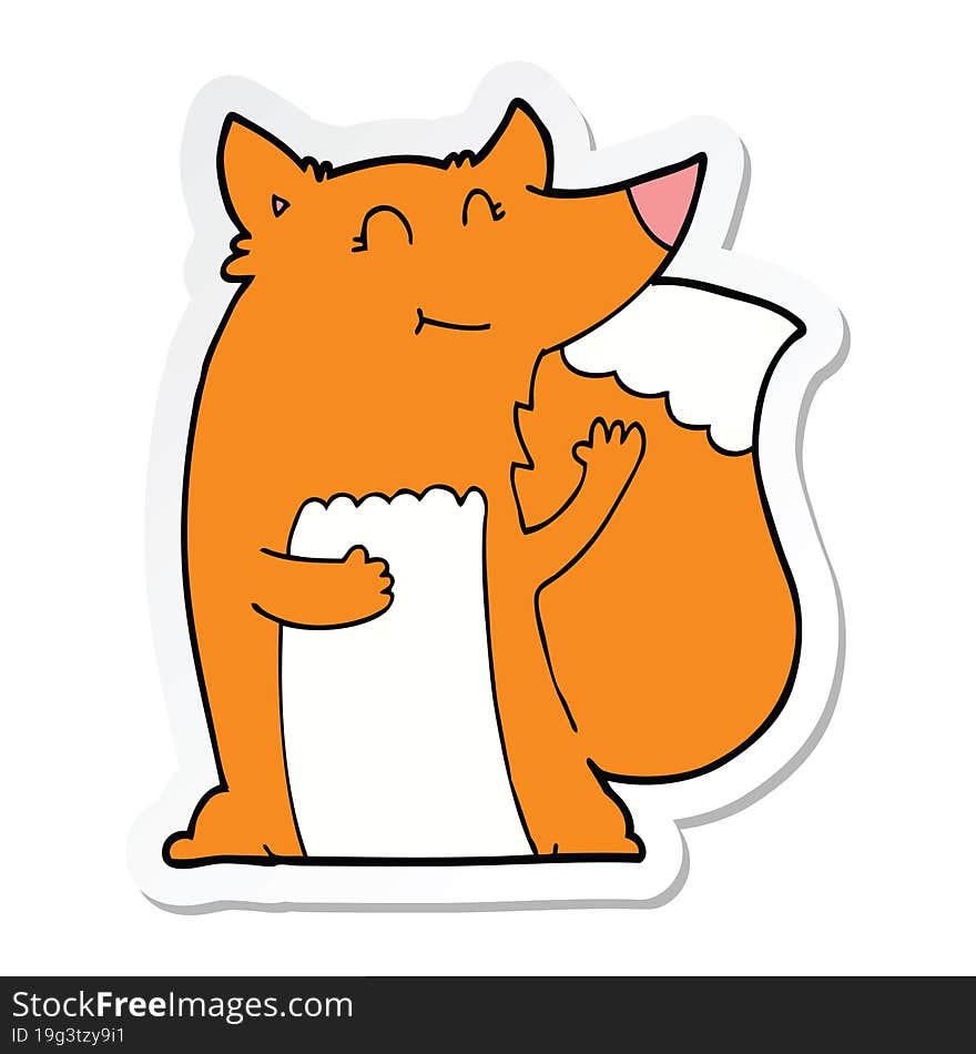 sticker of a happy cartoon fox