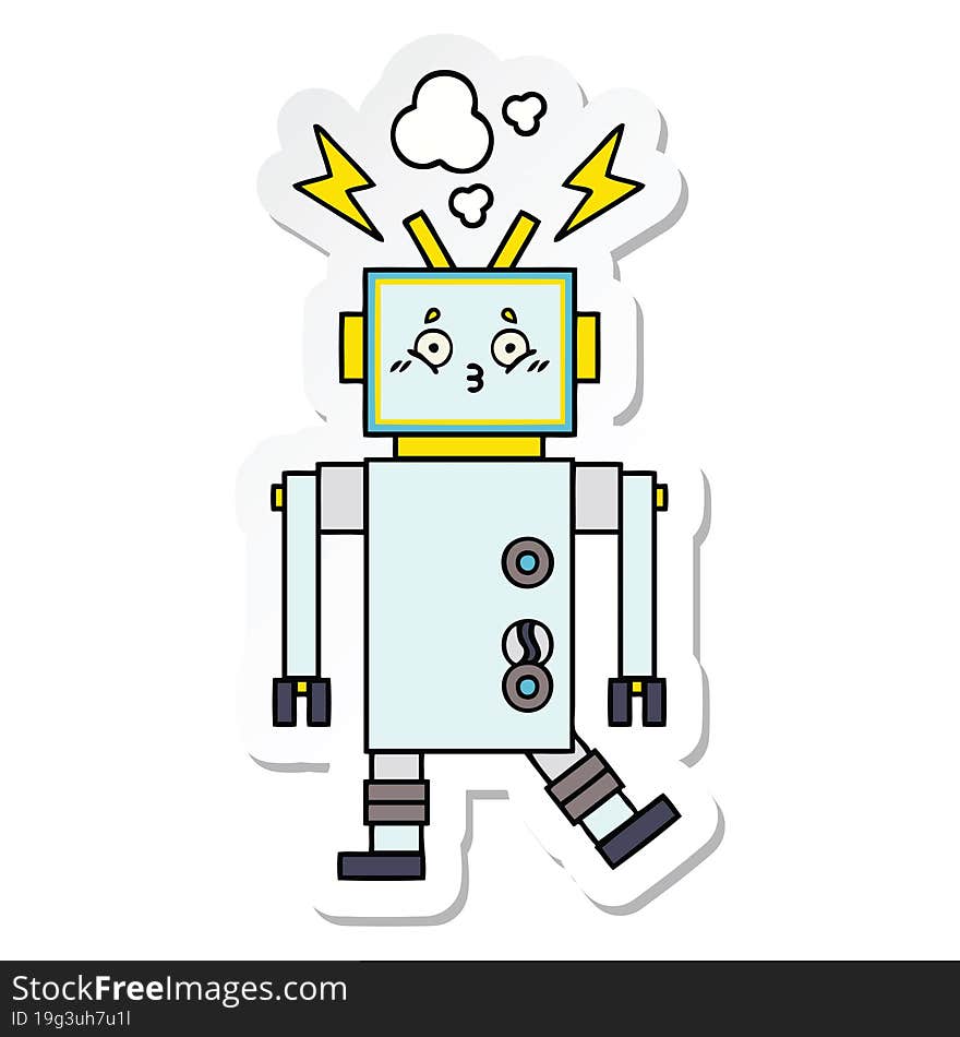 Sticker Of A Cute Cartoon Robot