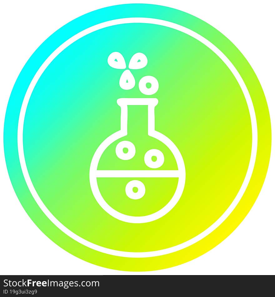 science experiment circular in cold gradient spectrum