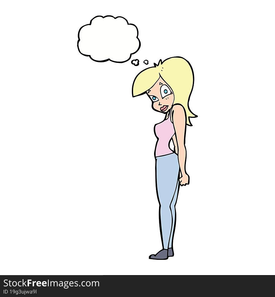 cartoon pretty woman  with thought bubble