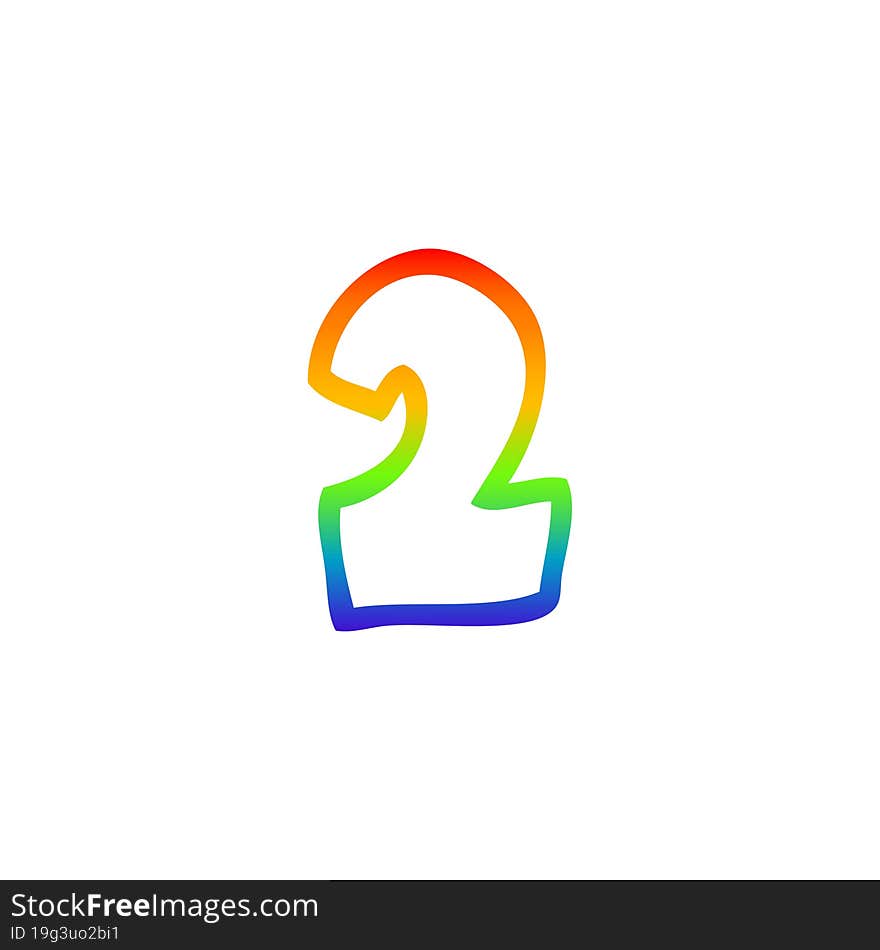 rainbow gradient line drawing cartoon number 2