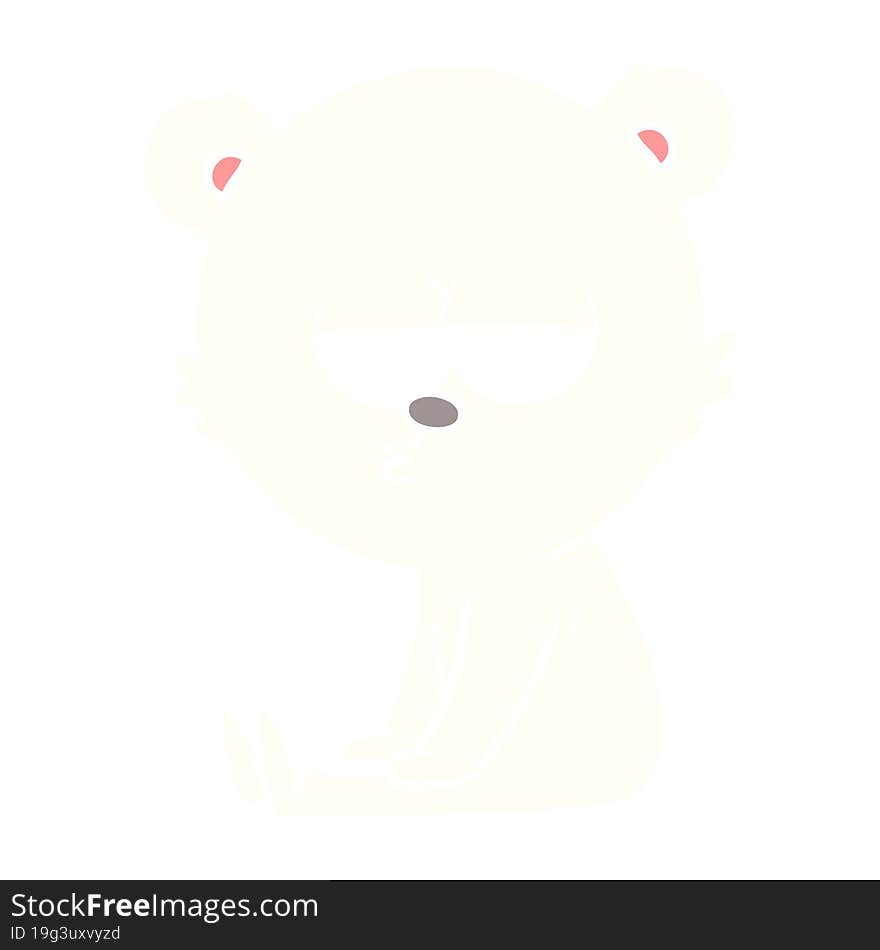 bored polar bear flat color style cartoon sitting