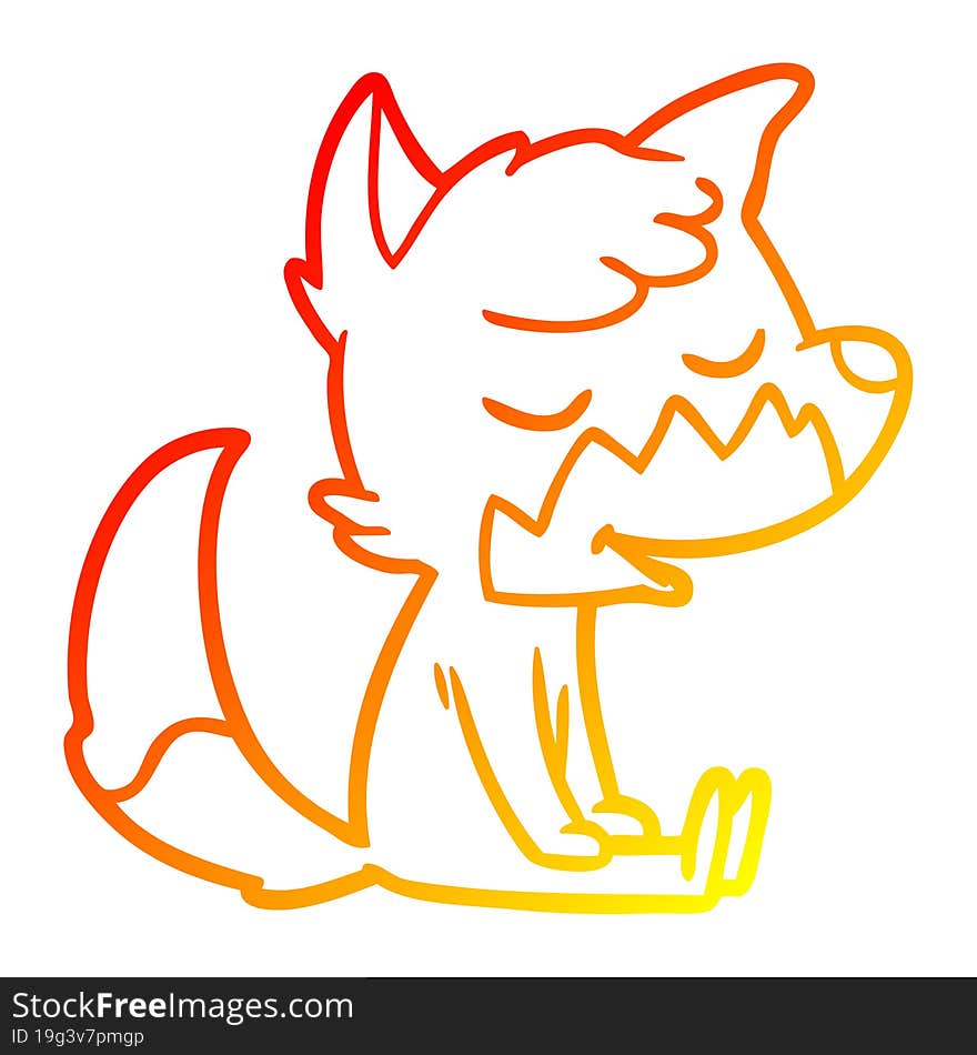 Warm Gradient Line Drawing Friendly Cartoon Sitting Fox