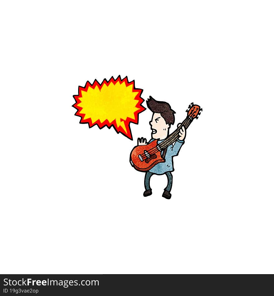 cartoon boy playing electric guitar