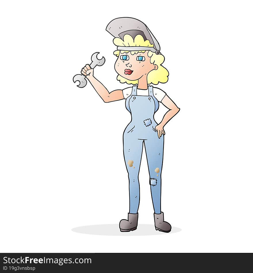 cartoon woman with spanner