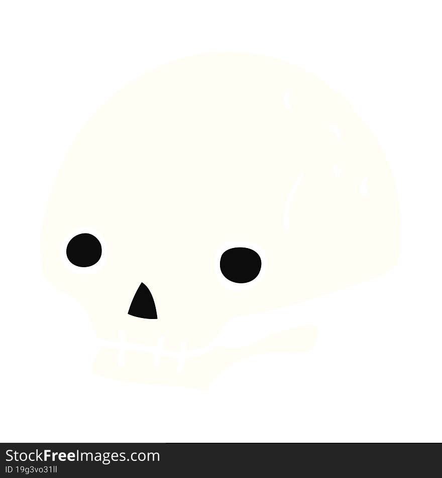 Flat Color Style Cartoon Spooky Skull