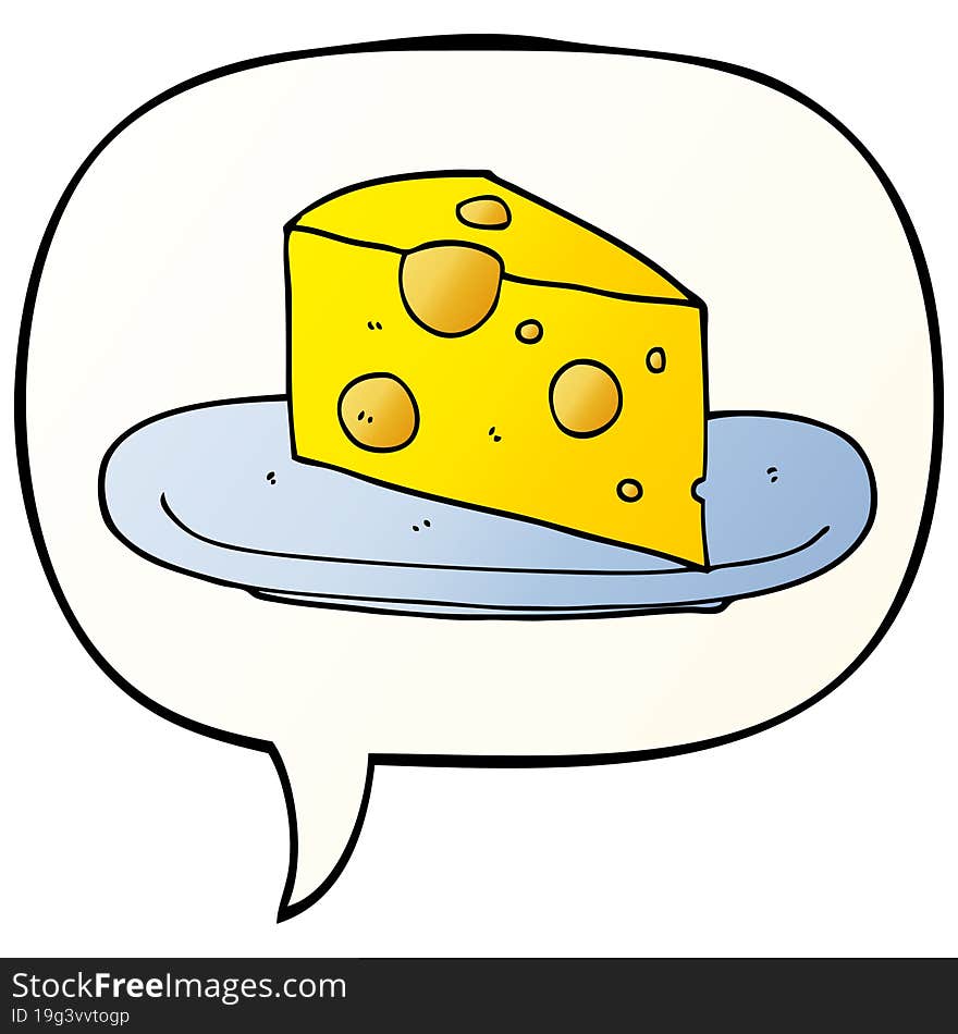 cartoon cheese and speech bubble in smooth gradient style