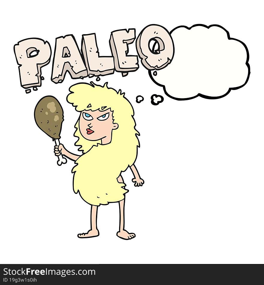 Thought Bubble Cartoon Woman On Paleo Diet