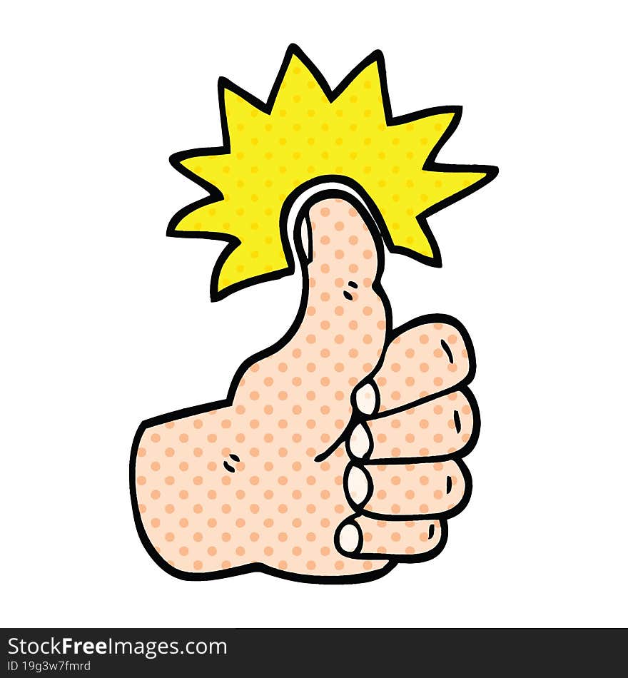 comic book style cartoon thumbs up symbol