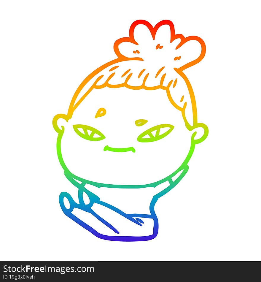 rainbow gradient line drawing of a cartoon woman