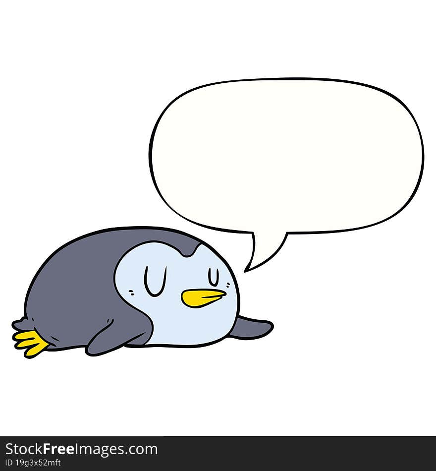 cartoon penguin and speech bubble