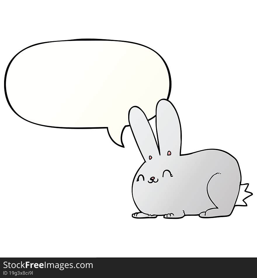 Cartoon Rabbit And Speech Bubble In Smooth Gradient Style