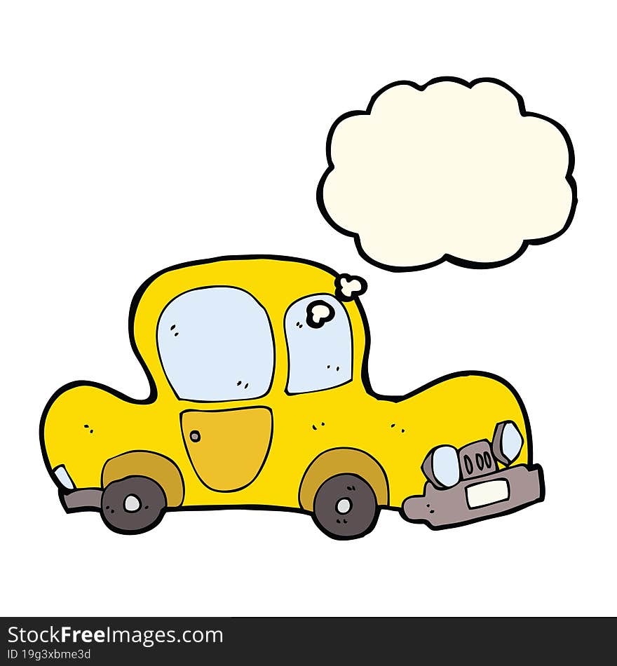 cartoon car with thought bubble