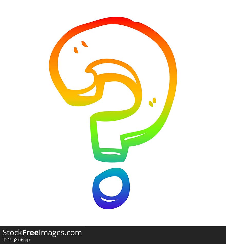 rainbow gradient line drawing cartoon question mark