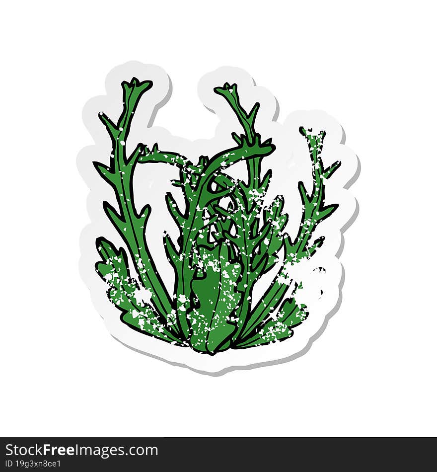 retro distressed sticker of a cartoon seaweed