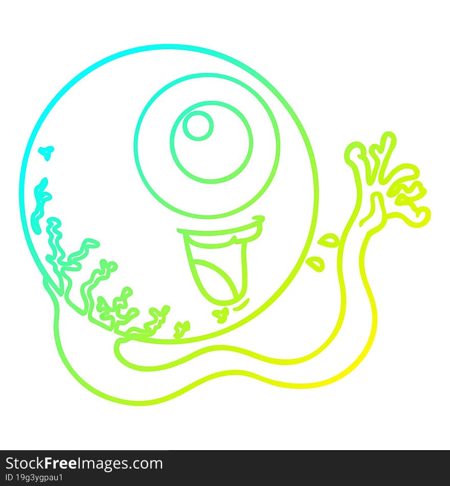 cold gradient line drawing cartoon eyeball laughing