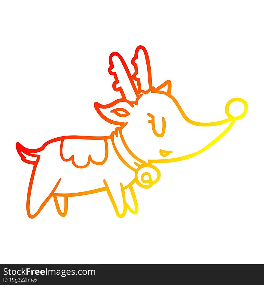 warm gradient line drawing of a christmas reindeer