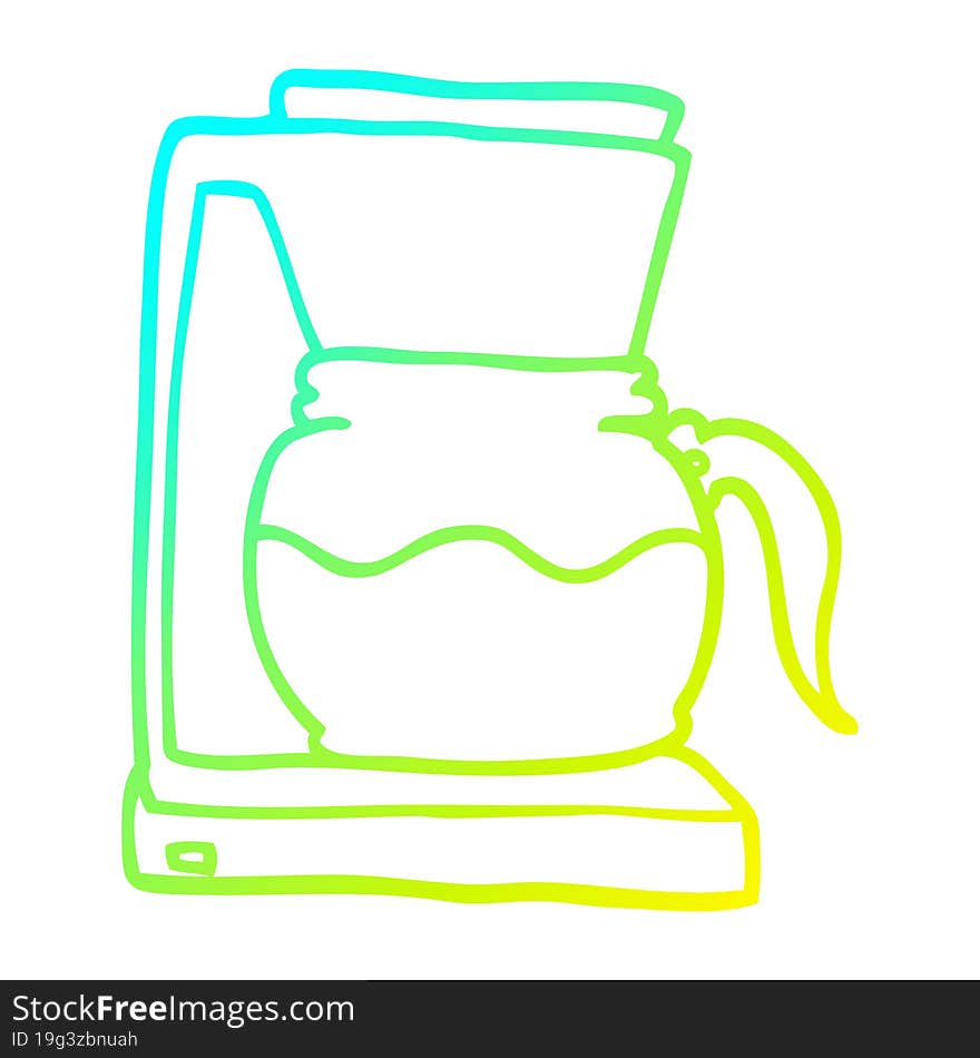 Cold Gradient Line Drawing Cartoon Coffee Machine