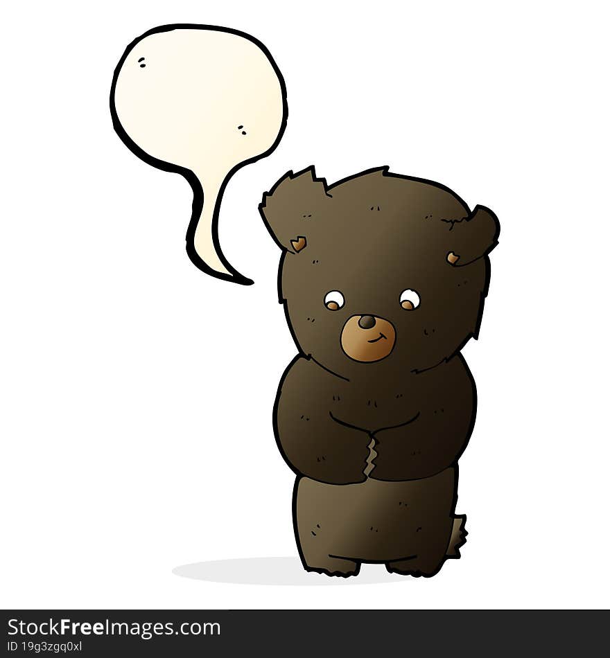 cute cartoon black bear with speech bubble