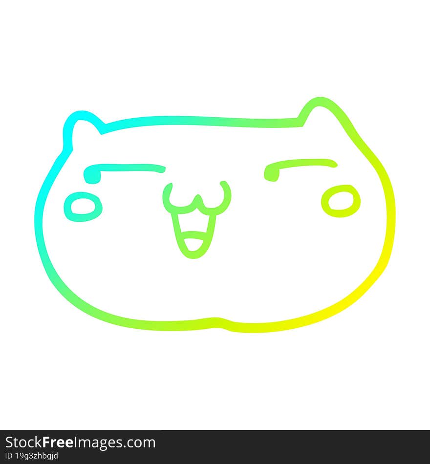 cold gradient line drawing cartoon cat face