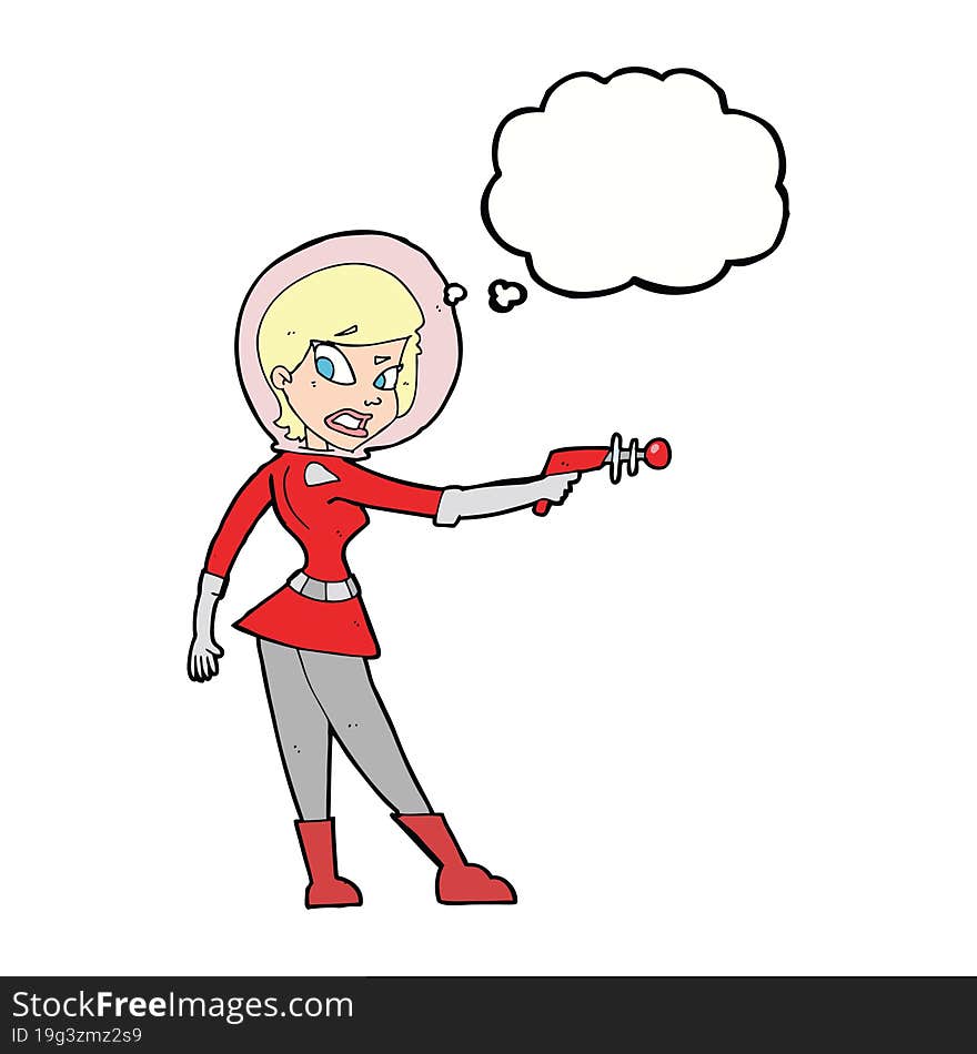 Cartoon Sci Fi Girl With Thought Bubble