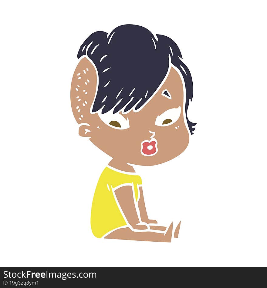 flat color style cartoon surprised girl