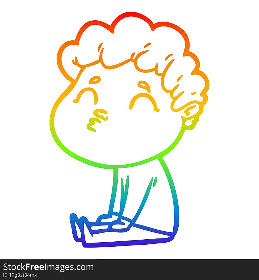 rainbow gradient line drawing cartoon man pouting