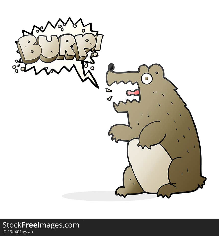 speech bubble cartoon bear burping