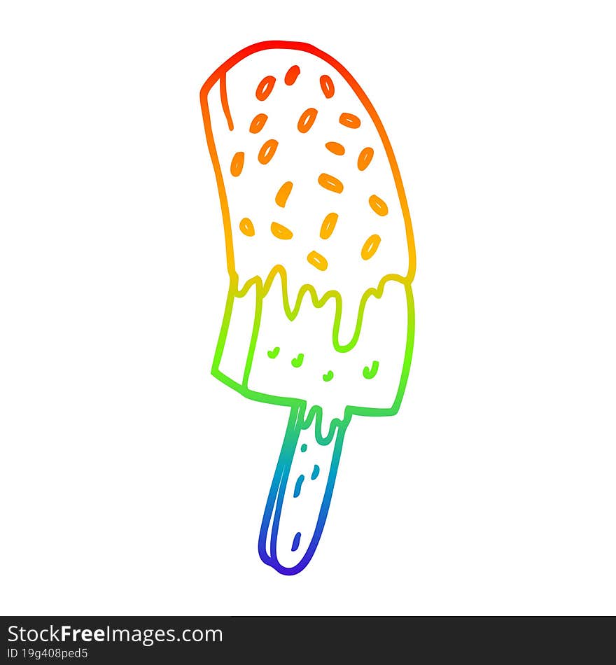 rainbow gradient line drawing cartoon ice cream lolly