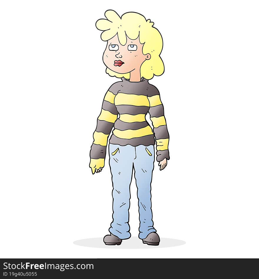 cartoon woman in casual clothes