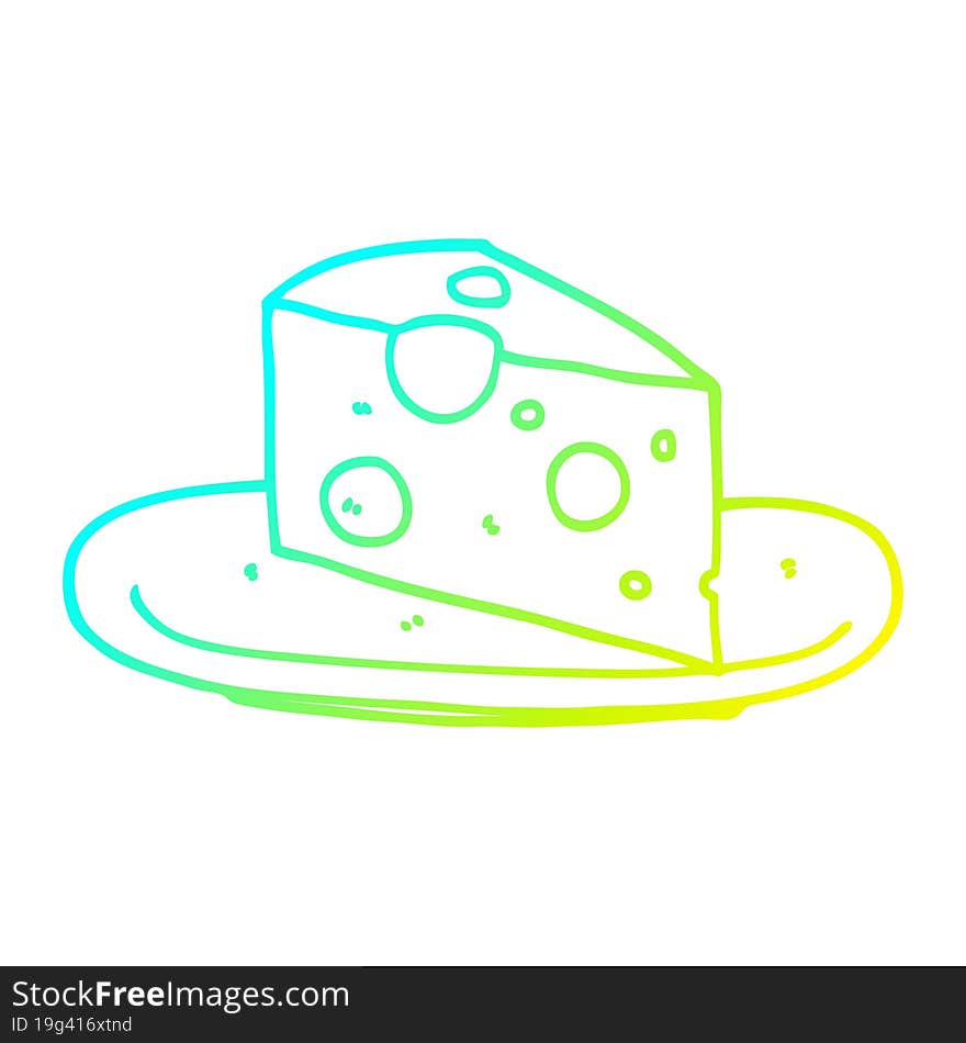 cold gradient line drawing of a cartoon cheese