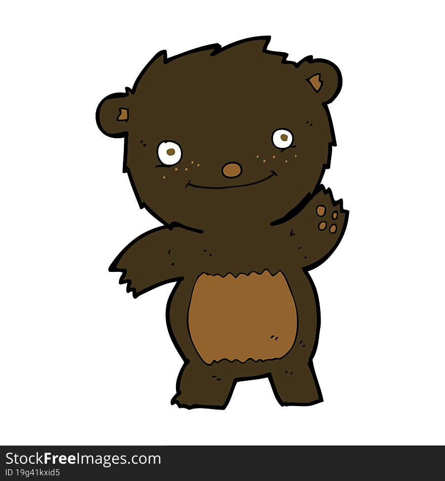 cartoon waving black bear cub