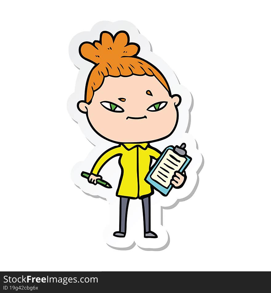 sticker of a cartoon woman