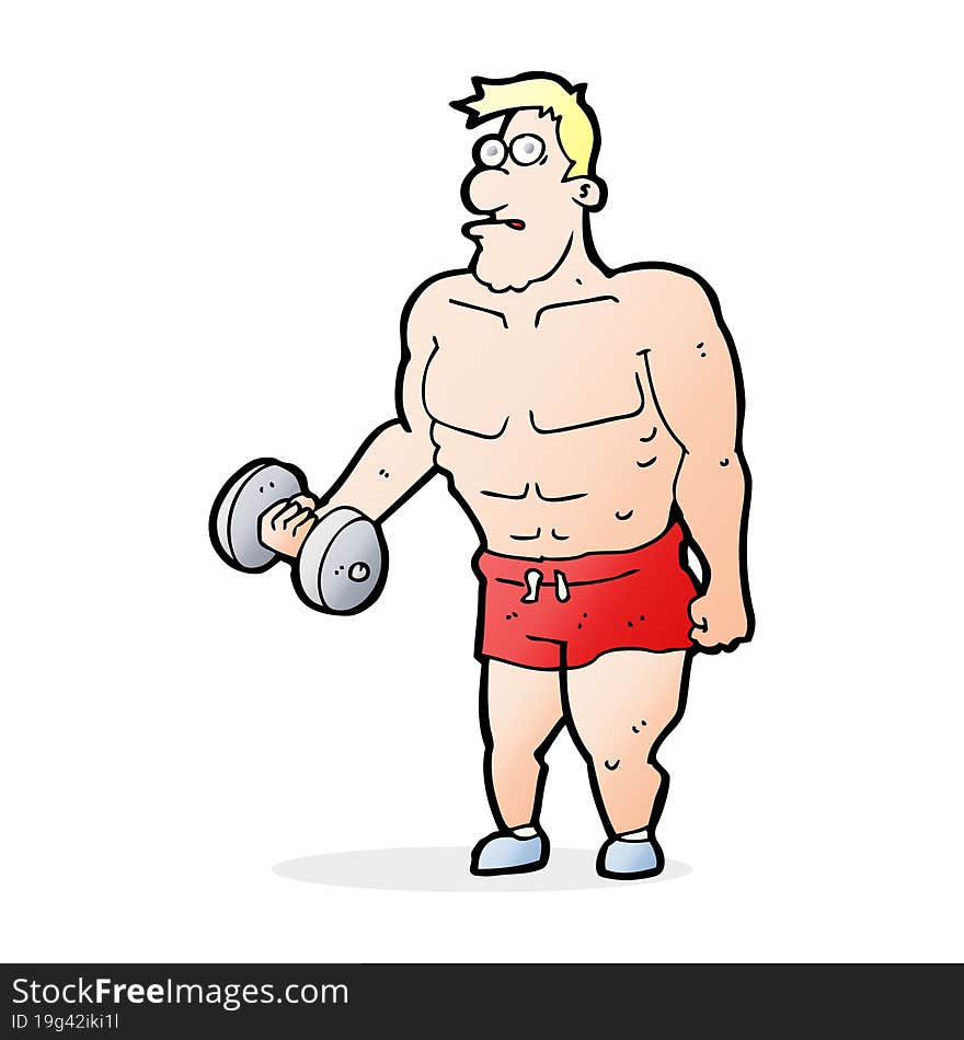 cartoon man lifting weights