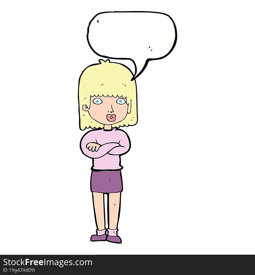 Cartoon Impatient Woman With Speech Bubble