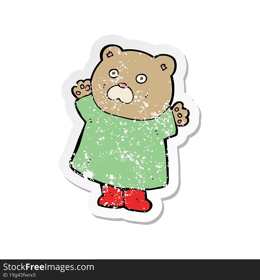 retro distressed sticker of a funny cartoon bear