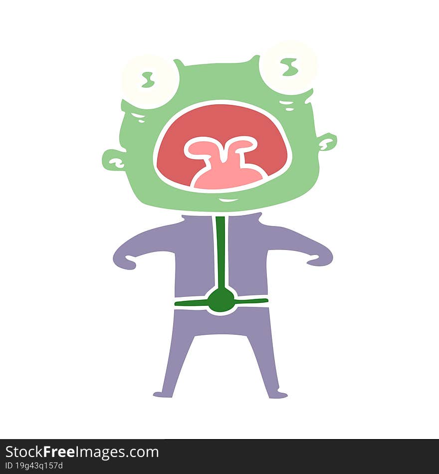 Flat Color Style Cartoon Weird Alien Shouting