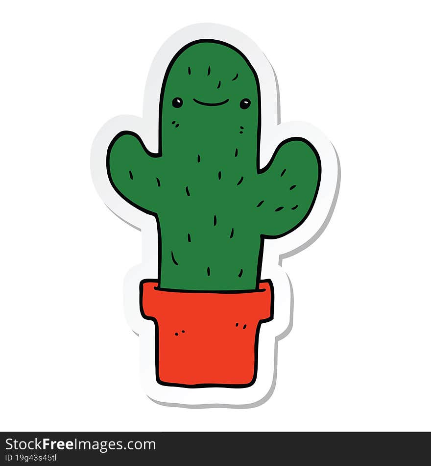 sticker of a cartoon cactus