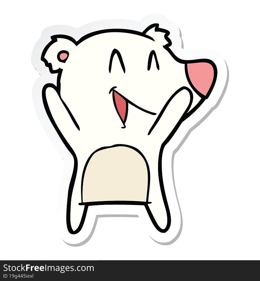 sticker of a laughing polar bear cartoon