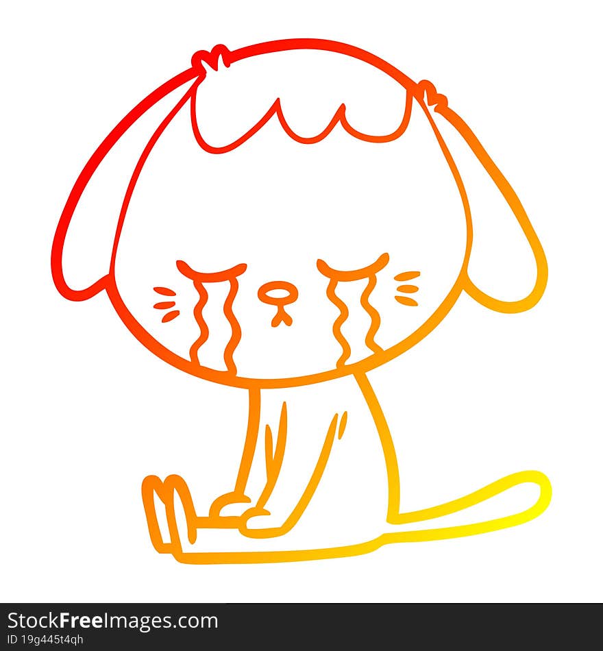 Warm Gradient Line Drawing Cartoon Dog