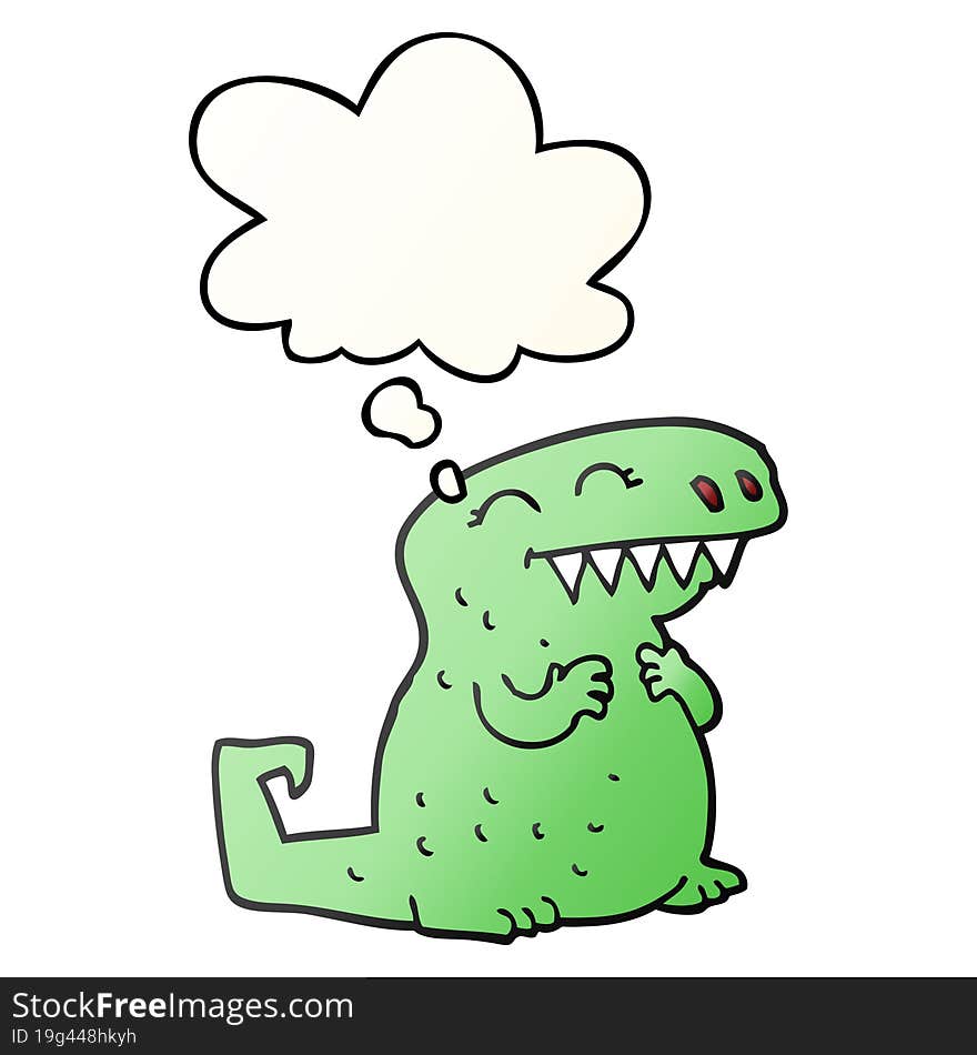 cartoon dinosaur and thought bubble in smooth gradient style