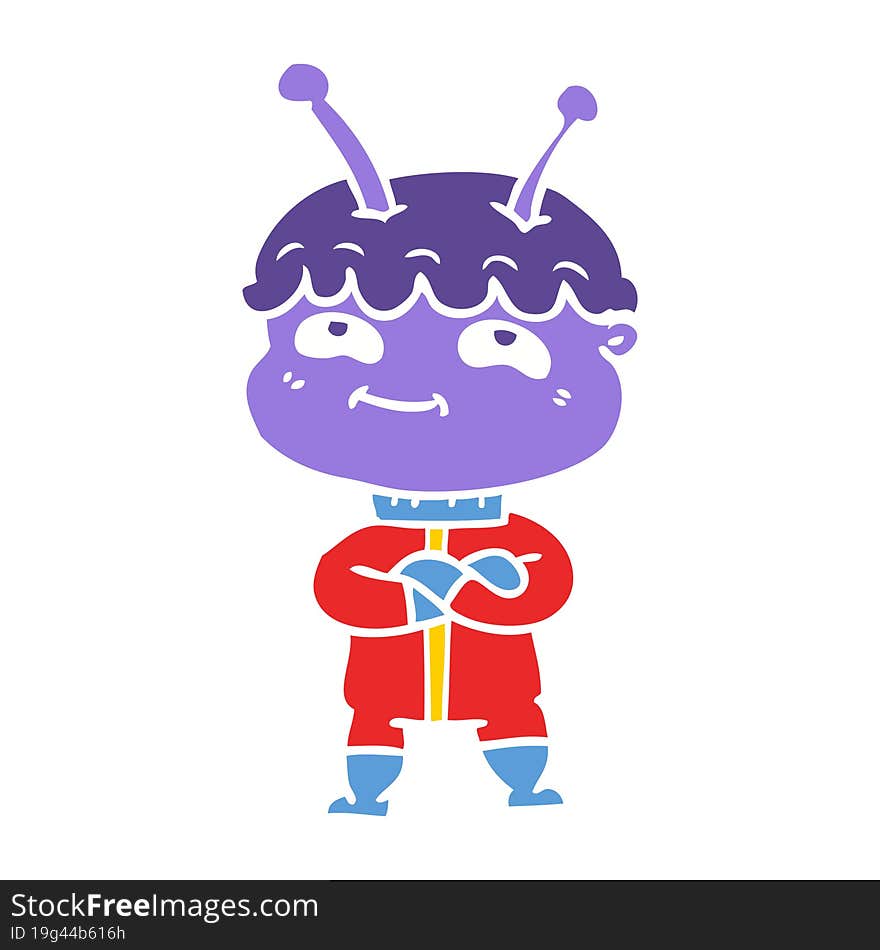 Friendly Flat Color Style Cartoon Spaceman